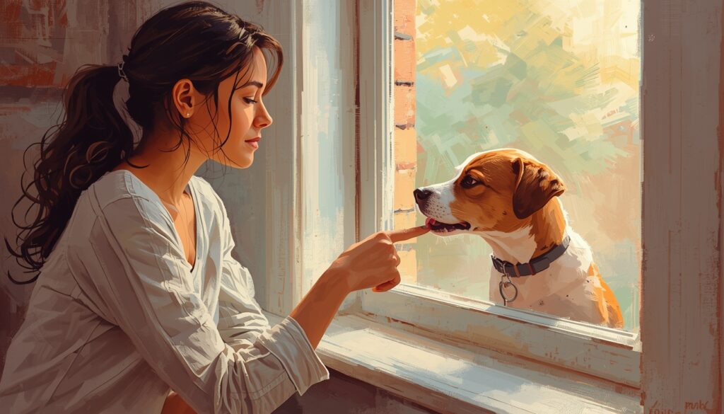 Woman training dog that is outside.